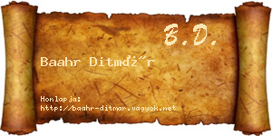 Baahr Ditmár névjegykártya